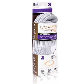 Copper Fit Sport Socks - 3 Pack 1018660-White  Size sm/md, white