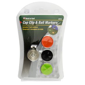 JEF World of Golf Cap Clip with 3 Magnetic Ball Markers 1062202-