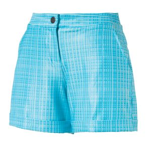 Puma Women\'s Soft Plaid Short Shorts 1094098-Aquarius  Size lg, aquarius