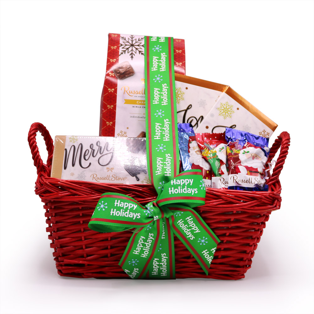 christmas cheer wicker basket | chocolates | by russell stover
