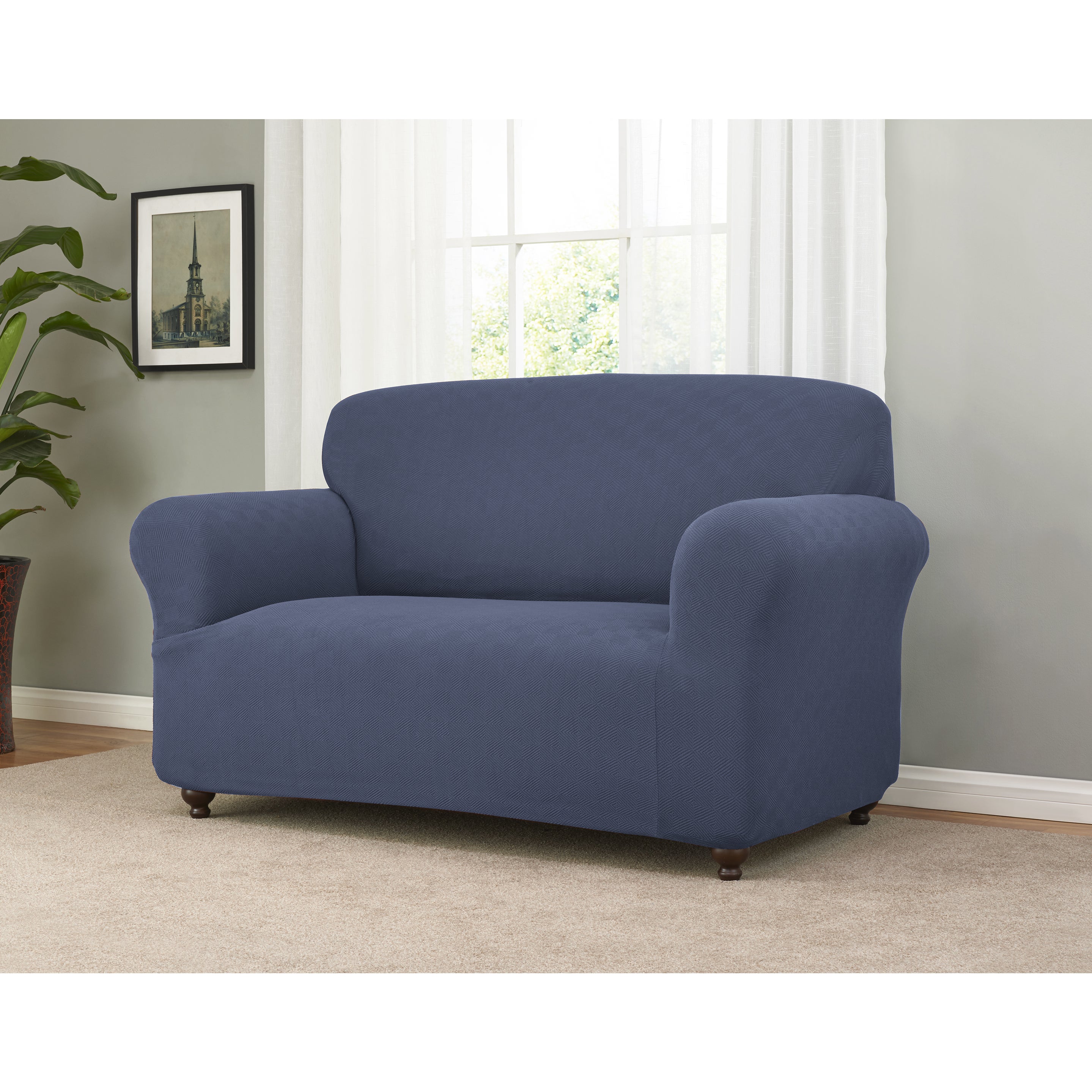 Sanctuary Checker Board Stretch Loveseat Slipcover