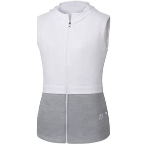 FootJoy Women\'s Double Layer Hooded Vest 2036274-White/Heather Gray  Size md, white/heather gray