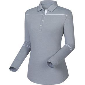 FootJoy Women\'s Sun Protection Long Sleeve Polo 2036332-Heather Gray/White  Size md, heather gray/white