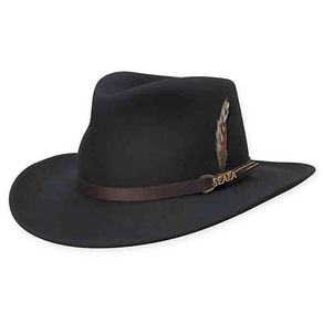 Dorfman Pacific Scala Men\'s Felt Crushable Hat 2058303-Black  Size md, black