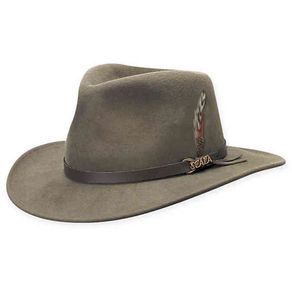 Dorfman Pacific Scala Men\'s Felt Crushable Hat 2058313-Khaki  Size md, khaki