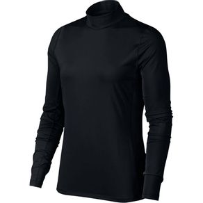 Nike Women\'s Dri-Fit UV Long Sleeve Mock Polo 2059943-Black/Black/Black  Size 2xl, black/black/black