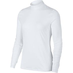 Nike Women\'s Dri-Fit UV Long Sleeve Mock Polo 2059953-White/White  Size lg, white/white