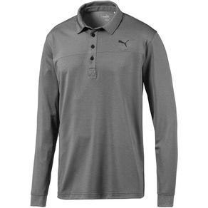 Puma Men\'s Long Sleeve Polo 2077009-Puma Black Heather  Size 3xl, puma black heather