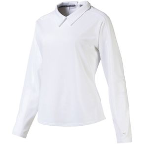 Puma Women\'s Long Sleeve Pique Polo 2077852-Bright White  Size xl, bright white