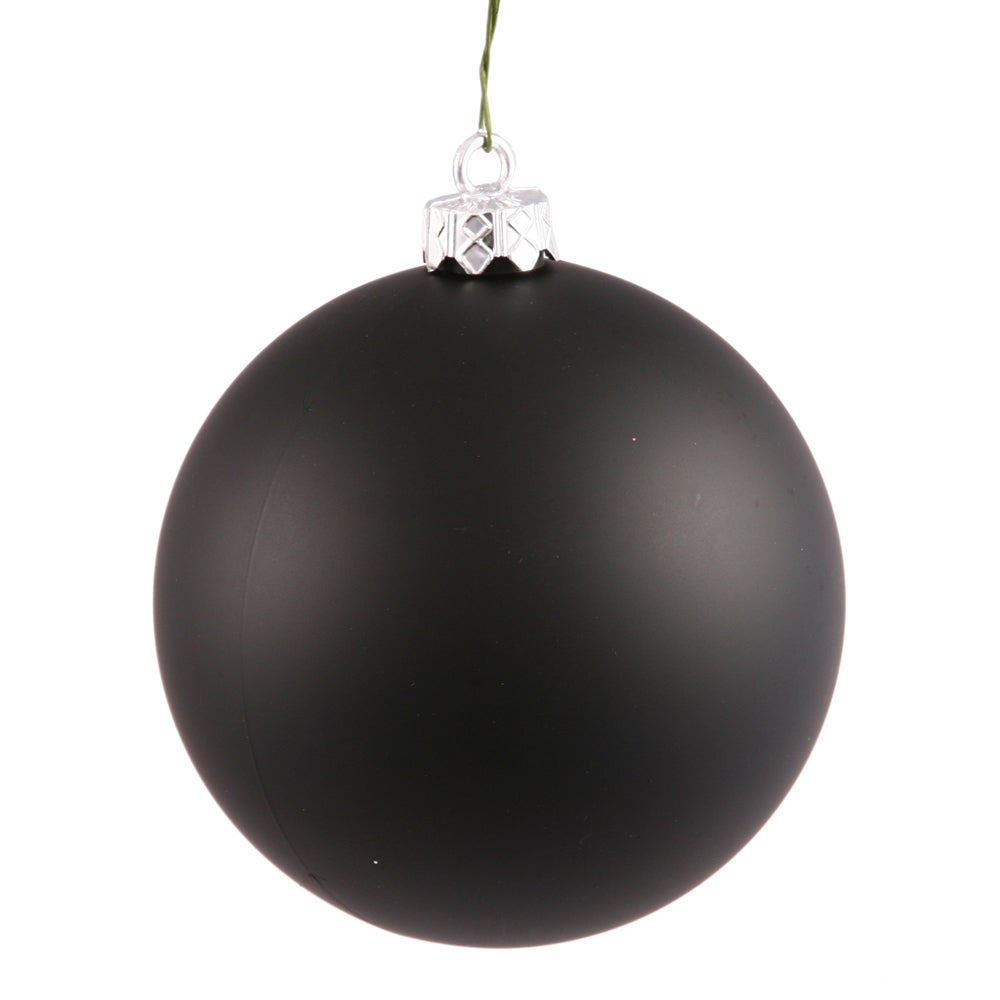 Black Plastic 4-inch Matte Ball Ornaments (Pack of 6)