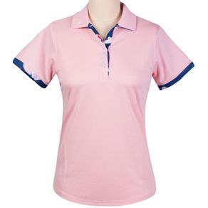 Fringe Women\'s Katy Print Trimmed Polo 2088673-Rosy Pink  Size sm, rosy pink