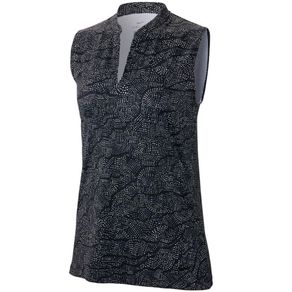 Nike Women\'s Dri-Fit UV Sleeveless Printed Golf Polo 2092751-Black/Black  Size md, black/black