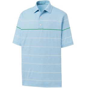 FootJoy Men\'s Lisle Space Dye Engineered Stripe Self Collar Polo 2102734-Sky/White/Kelly  Size 2xl, sky/white/kelly