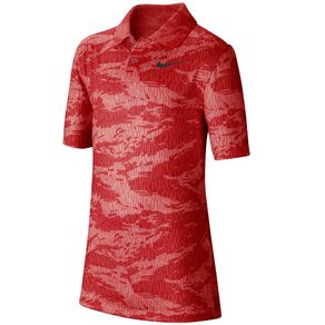 Nike Juniors\' Dri-Fit Boys Printed Golf Polo 2113144-University Red/Black  Size sm, university red/black