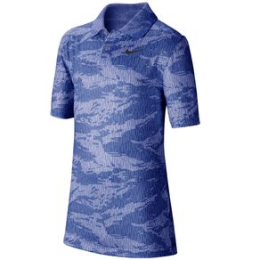 Nike Juniors\' Dri-Fit Boys Printed Golf Polo 2113148-Game Royal/Black  Size xs, game royal/black