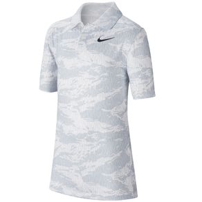 Nike Juniors\' Dri-Fit Boys Printed Golf Polo 2113159-White/Black  Size sm, white/black