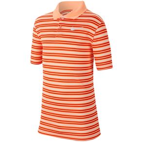 Nike Juniors\' Dri-Fit Victory Boys Striped Golf Polo 2113203-Orange Pulse/Team Orange/White  Size lg, orange pulse/team orange/white