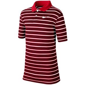 Nike Juniors\' Dri-Fit Victory Boys Striped Golf Polo 2113212-University Red/Black/White  Size xl, university red/black/white