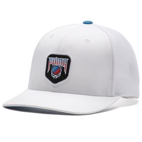 Puma Trucker P Love Haight Snapback Hat 2118609-Bright White  Size one size fits most, bright white