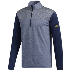 adidas Men\'s Lightweight Half Zip UPF Pullover 2124541-Collegiate Navy Melange/Collegiate Navy/Shock Yellow  Size md, collegiate navy melange/collegia