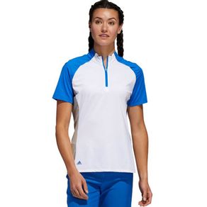 adidas Women\'s Colorblock Mock Polo 2126754-White/Glory Blue  Size lg, white/glory blue