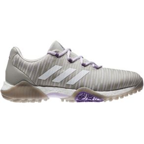 adidas Women\'s CodeChaos Spikeless Golf Shoes 2127518-Metal Gray/Crystal White/Purple  Size 5.5 M, metal gray/crystal white/purple