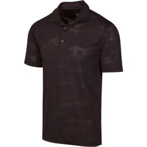 Greg Norman Men\'s Shark Textured Jacquard Polo 2136413-Black  Size sm, black