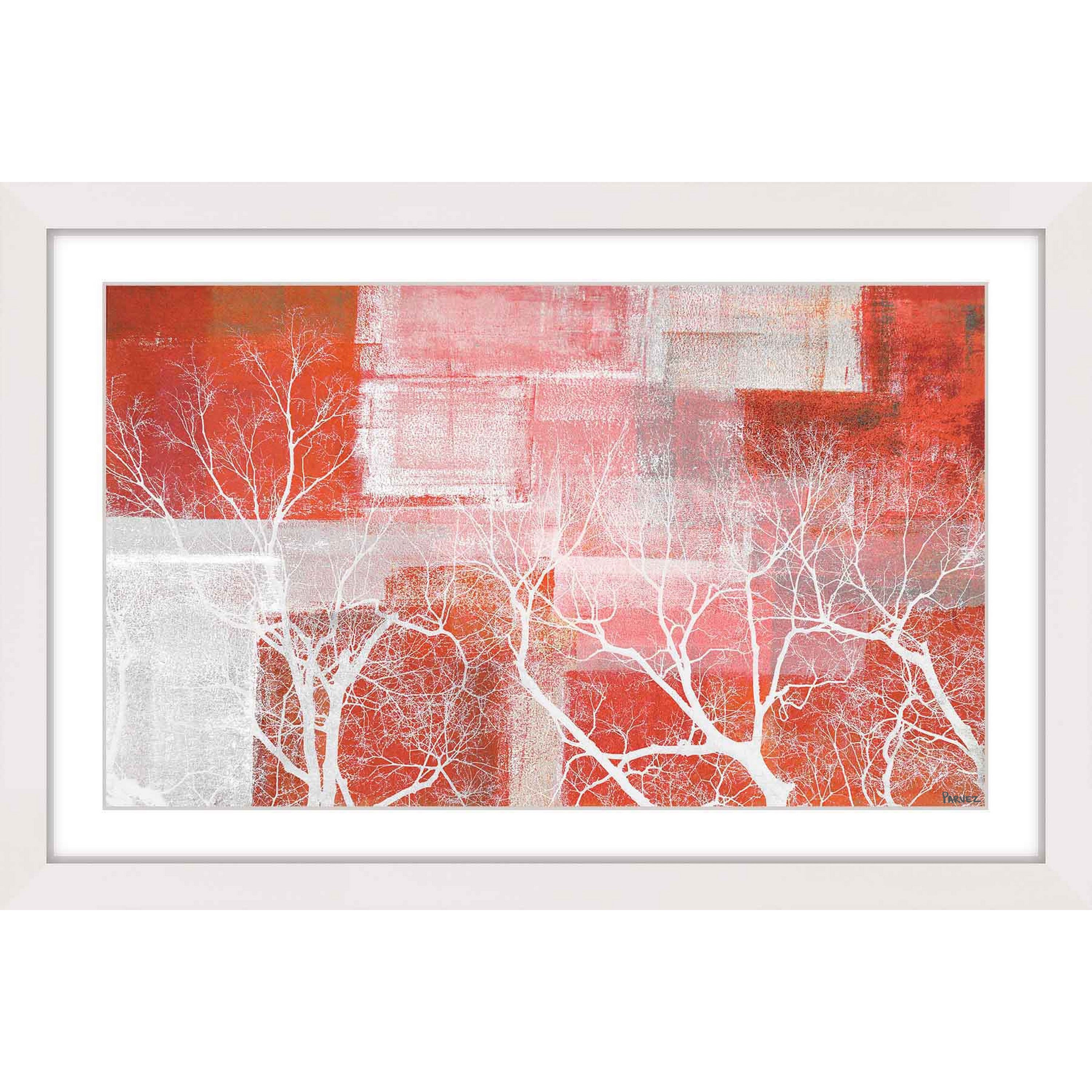 Handmade Parvez Taj - Red Landscape Framed Printing Print