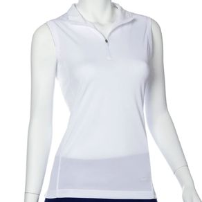 Ep Pro Women\'s Sleeveless Convertible Zip Mock Polo 2146103-White  Size xs, white