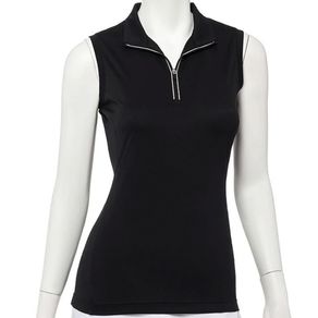 Ep Pro Women\'s Sleeveless Convertible Zip Mock Polo 2146109-Black  Size xs, black