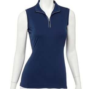 Ep Pro Women\'s Sleeveless Convertible Zip Mock Polo 2146116-Inky Navy  Size sm, inky navy