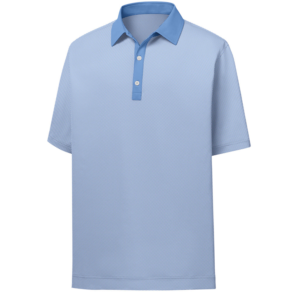 FootJoy Men\'s Stretch Lisle Mini Check Print Polo  Size XL, Jade/White