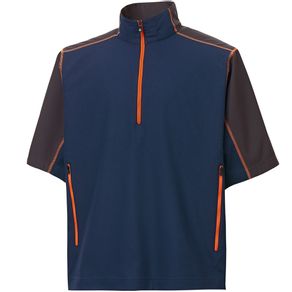 FootJoy Men\'s Short Sleeve Sport Windshirt 2156047-Navy/Charcoal/Orange  Size 2xl, navy/charcoal/orange