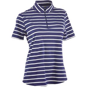 Ibkul Women\'s Wide Stripe Zip Mock Neck Polo 2156353-Navy/White  Size xs, navy/white