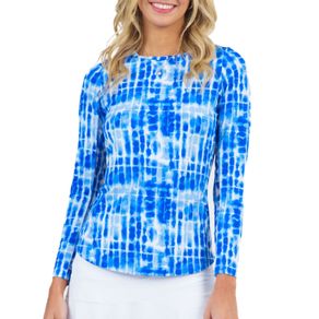 Ibkul Women\'s Rue Print Long Sleeve Crew Neck Top 2159571-Navy  Size lg, navy
