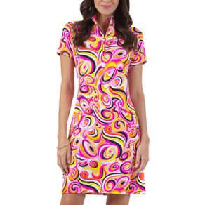 Ibkul Women\'s Emma Print Short Sleeve Mock Dress 2159914-Hot Pink  Size md, hot pink