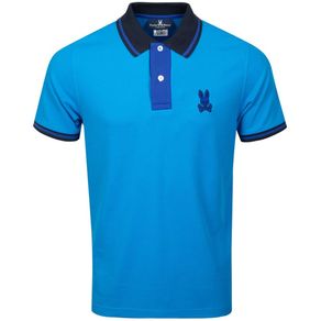 Psycho Bunny Men\'s Morland Contrast Placket Polo 2160823-Atlantic Blue  Size md, atlantic blue