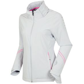 Sunice Women\'s Waterproof Robin Zephal Z-Tech Hooded Full-Zip Jacket 2162764-Oyster/Neon Pink  Size md, oyster/neon pink