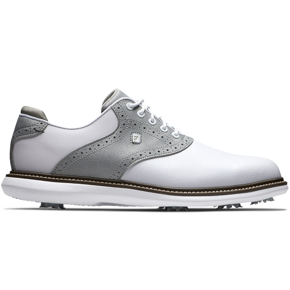 FootJoy Men\'s LE Traditions Frosted Collection Golf Shoes  Size 10.5, White/Silver/White