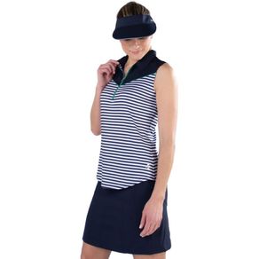 JoFit Women\'s Pointed Yoke Sleeveless Polo 3004867-Appletinni Stripe  Size xs, appletinni stripe