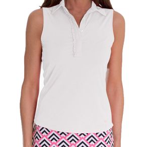 Golftini Women\'s Ruffle Tech Sleeveless Polo 3006567-White  Size xs, white