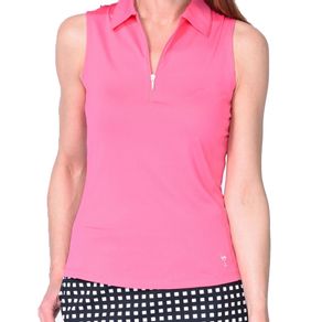 Golftini Women\'s Zip Tech Sleeveless Polo 3006591-Hot Pink  Size xs, hot pink