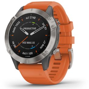 Garmin Fenix 6 Sapphire GPS Watch 3006634-Titanium/Ember Orange, titanium/ember orange