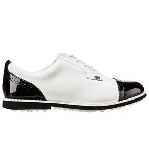 G/FORE Women\'s Cap Toe Gallivanter Spikeless Golf Shoes 3008330-Snow/Onyx  Size 9 M, snow/onyx