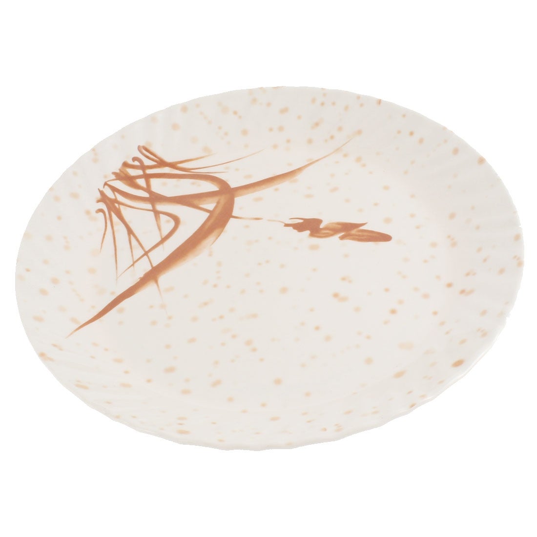 Grass Pattern Round Shaped Lunch Food Dish Plate Container 28cm Dia - Beige,Coral Pink - 11