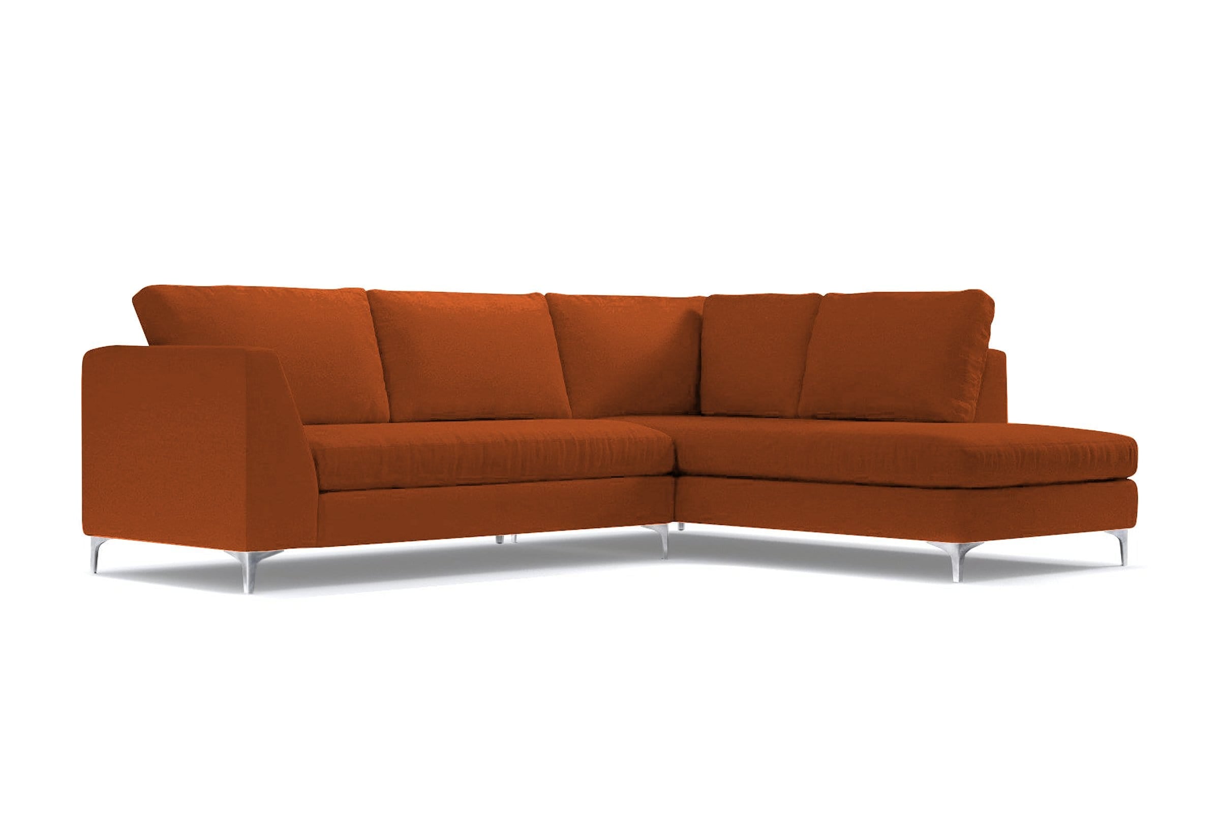 Mulholland 2pc Sectional Sofa - Orange Velvet -  Modern Sectional Sofa Made in USA - Sold by Apt2B