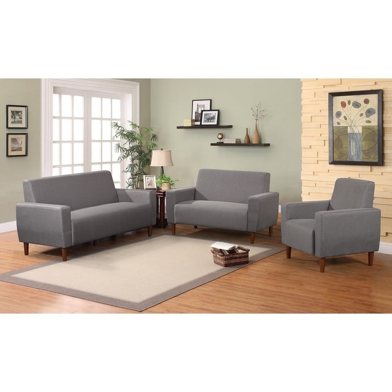 Stiletto Mid Century Linen 3 PCs Living Room Set