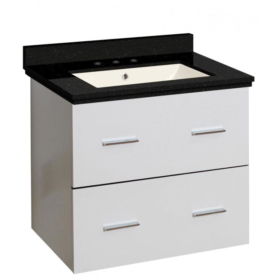 American Imaginations Bow 23-in White Single Sink Bathroom Vanity with Bianca Carara Ceramic Top in Brown | AI-18286