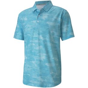 Puma Men\'s Solarized Camo Polo 4003829-Milky Blue  Size 3xl, milky blue