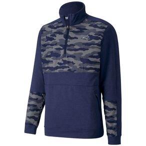 Puma Men\'s Cloudspun Camo 1/4 Zip Pullover 4004437-Peacoat  Size md, peacoat